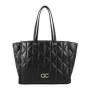 Gio Cellini Svart Quiltad Faux Läder Tote Väska Black, Dam