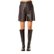 Max Mara Weekend Lädershorts - Mörkbrun Brown, Dam