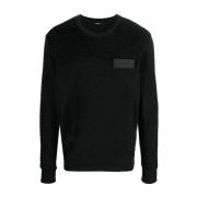 Balmain Velour Monogram Sweatshirt i Svart Black, Herr