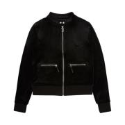 Juicy Couture Svart Moto Zip Track Top Black, Dam