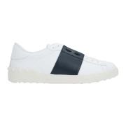 Valentino Garavani Vita Läder Låg-Top Sneakers med Blå Detaljer White,...