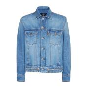 Balmain Blå Denim Knäppt Jacka Blue, Herr