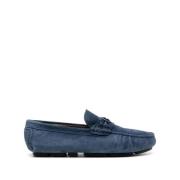 Baldinini Blå Läder Loafers Elegant Stängd Platta Blue, Herr