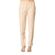 D.Exterior Slim Sand Elastisk Midja Byxor Beige, Dam