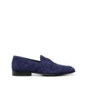 Roberto Cavalli Blå Mocka Avslappnade Loafers Blue, Herr