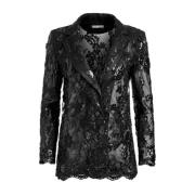 Alice + Olivia Svart Broderad Spetsjacka Black, Dam