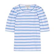 Munthe Randig T-shirt med eleganta puffärmar Blue, Dam