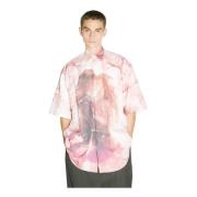 Vetements Anime Grafisk Kortärmad Bomullsskjorta Pink, Herr