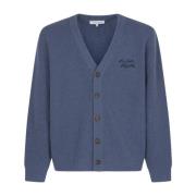 Maison Kitsuné Handskrift Komfort Cardigan Sweaters Blue, Herr