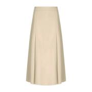 Essentiel Antwerp Ecru Faux Leather A-Line Midi Kjol Beige, Dam