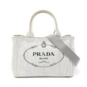 Prada Vintage Pre-owned Canvas handvskor Gray, Dam