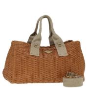 Prada Vintage Pre-owned Canvas handvskor Beige, Dam