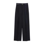 Max Mara Studio Gabardinbyxor i ull med franska fickor Blue, Dam