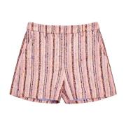 Munthe Elegant Randiga Shorts Peach Brown, Dam