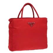 Prada Vintage Pre-owned Nylon handvskor Red, Dam