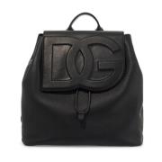 Dolce & Gabbana Ryggsäck i hjortläder med 3D-logotyp Black, Herr