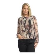 2-Biz Elegant Blus i Mjukt Material Beige, Dam