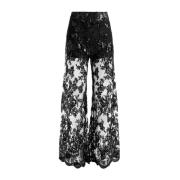 Alice + Olivia Svarta Wide Leg Spetsbyxor Black, Dam