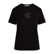 Calvin Klein Jeans T-shirt med logotyp och rund hals svart Black, Dam