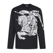 Burberry Svart Equestrian Knight Design Sweatshirt Black, Herr