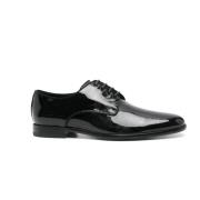 Dolce & Gabbana Svart Lackläder Snörskor Loafers Black, Herr