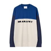 Isabel Marant Logo Print Sweaters Blue, Herr