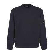 C.p. Company Diagonal Raised Fleece Crew Neck Sweaters Blue, Herr