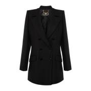 Elisabetta Franchi Crepe Cross Jacket Cp00241E2-110 Black, Dam