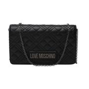 Love Moschino Quiltad Logga Crossbody Väska Black, Dam