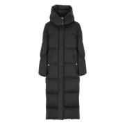 Woolrich Svart Quiltad Lång Parka med Avtagbar Huva Black, Dam