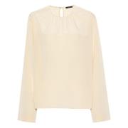 Joseph Silke Beige Blus Crepe de Soie Beige, Dam