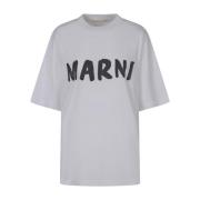 Marni Logo-print Bomull T-shirt White, Dam