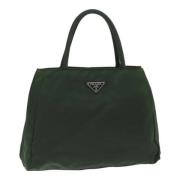 Prada Vintage Pre-owned Nylon handvskor Green, Dam