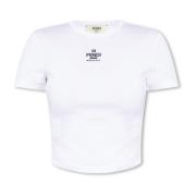 Fendi T-shirt med logotyp White, Dam