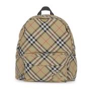 Burberry Rutig Beige Ryggsäck med Logopatch Beige, Herr