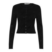 Gestuz Svart Cardigan med Similisten Detaljer Black, Dam