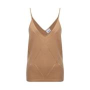 Burberry Rutig Stickad Tank Top Beige, Dam