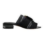 Dolce & Gabbana Kristallprydda Läderslides Black, Dam