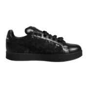 Dolce & Gabbana Svarta Läder Låga Sneakers Black, Dam