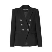 Veronica Beard Dubbelknäppt Grain de Poudre Blazer Black, Dam