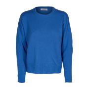 Kangra Dam Crewneck Tröja. Långärmad, Ull-Kashmir Blandning Blue, Dam