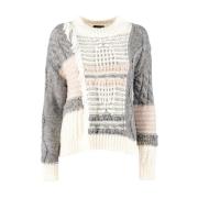 Nenette Texturerad Crewneck Sweater Mix Beige, Dam