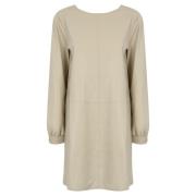 Max Mara Kort Jersey Klänning Långärmad Beige, Dam