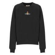 Vivienne Westwood Svart Bomullssweatshirt med Broderad Logotyp Black, ...