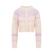 Loveshackfancy Nordiskt-inspirerad ullstickad kofta Beige, Dam