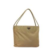 Prada Vintage Pre-owned Nylon handvskor Beige, Dam