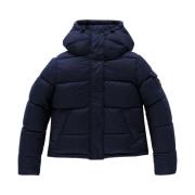 RefrigiWear Kort Nylon Pufferjacka med huva Blue, Dam