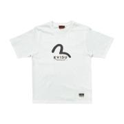 Evisu Måsprint Multi-pocket T-shirt Bianca White, Herr