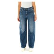 Replay Baggy Fit Jeans med Moustache Effekt Blue, Dam