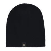 Canada Goose Svart Cashmere Beanie Metall Logo Räfflad Black, Herr